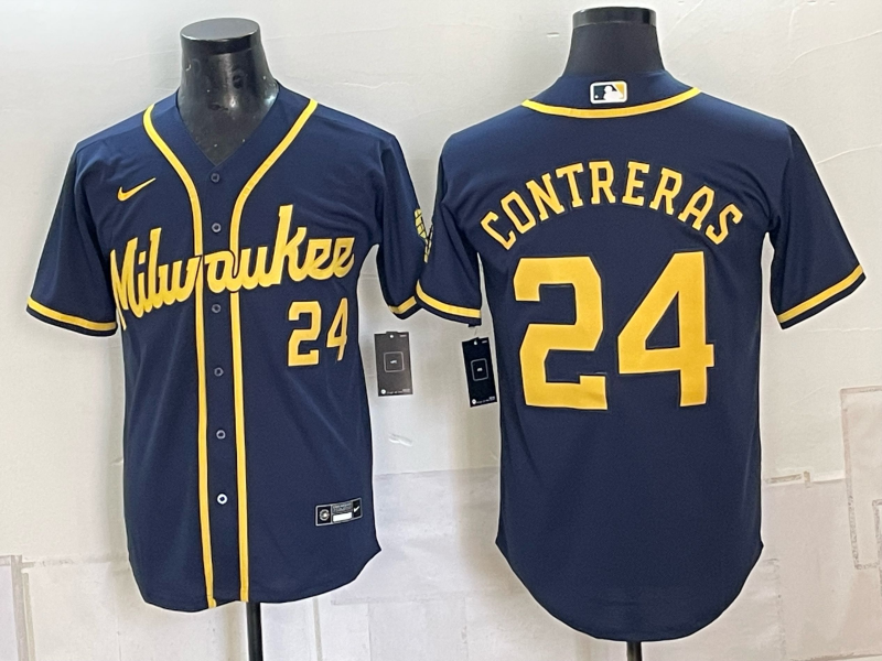 Men Milwaukee Brewers #24 Contreras blue Nike 2026 World Series MLB jersey 10230443->milwaukee brewers->MLB Jersey